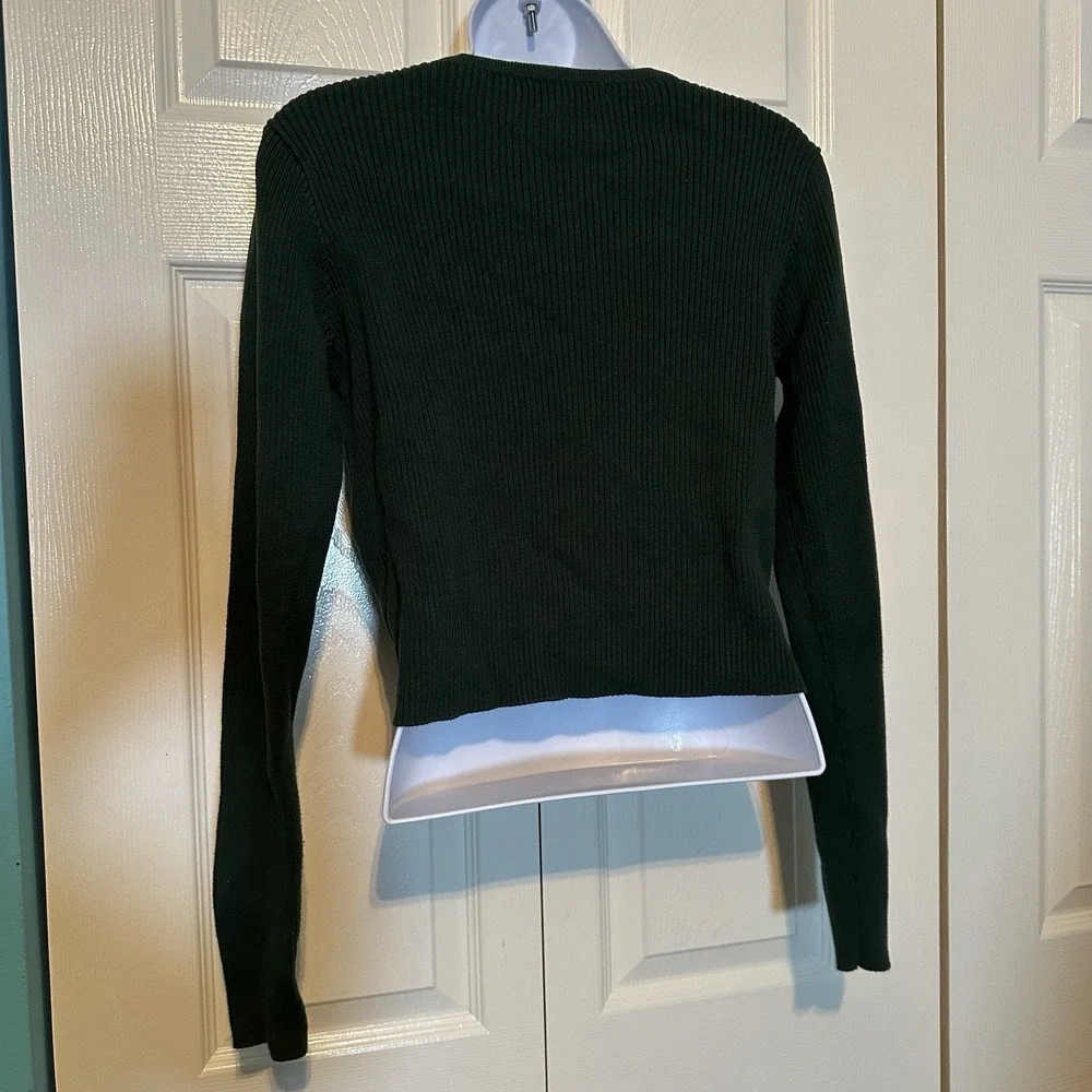 Brandy Melville Women's Flannel Button Down Size Small/‎ Medium Emerald Green - Picture 2 of 3